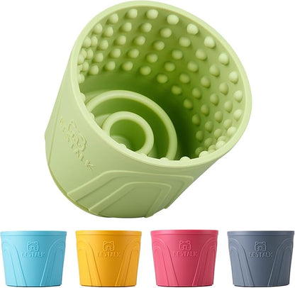 Dog Lick Bowl, Bestalk Anxiety Relief Slow Feeder Dog Lick Mat Treat Dispenser, Non-Slip Dog Licking Bowl Dog Enrichment Toys for Small Medium and Large Breed Dogs, BPA Free Silicone(Green,M-L)