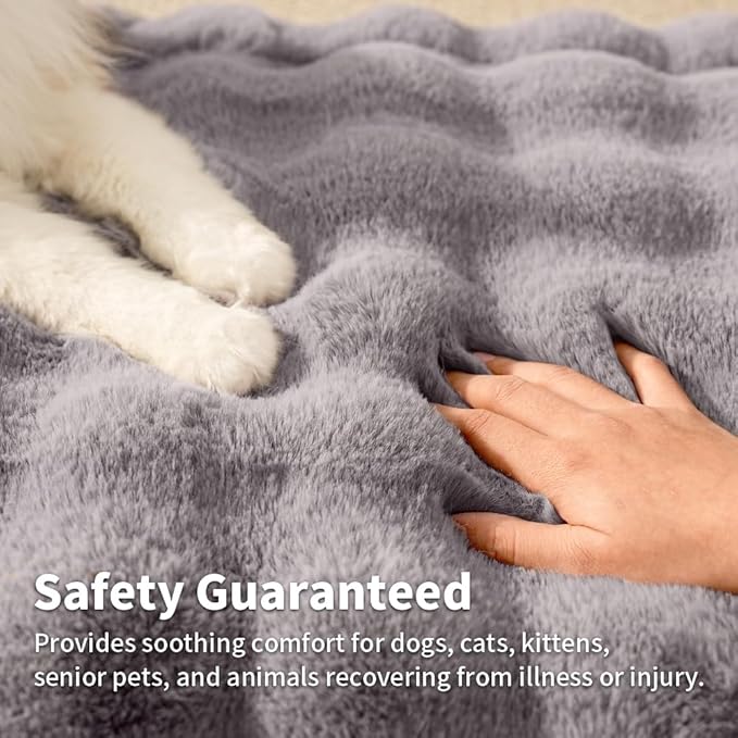 Cat Bed Mat, Soft Plush Faux Fur Kneading Pet Bed, Machine Washable Cat Sleeping Pad for Indoor Cats & Kittens, Non-Slip Fluffy Cat Rug for Couch Sofa Floor, 23x15 Inch Grey