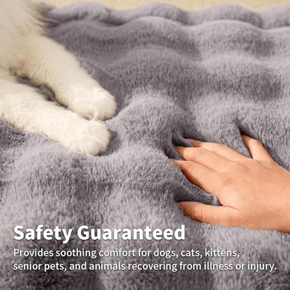 Cat Bed Mat, Soft Plush Faux Fur Kneading Pet Bed, Machine Washable Cat Sleeping Pad for Indoor Cats & Kittens, Non-Slip Fluffy Cat Rug for Couch Sofa Floor, 23x15 Inch Grey