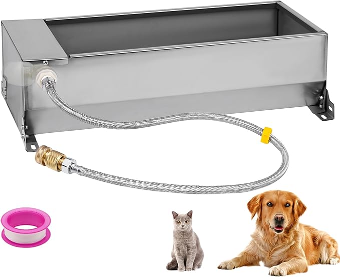 Automatic Livestock Water Trough, Animal Drinking Water Bowl Dispenser with Float Valve Kit, Self Filling Water Trough for Dogs Large Capacity Dog Waterer for Horse,Goat,Pig,Dog, Sheep
