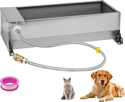 Automatic Livestock Water Trough, Animal Drinking Water Bowl Dispenser with Float Valve Kit, Self Filling Water Trough for Dogs Large Capacity Dog Waterer for Horse,Goat,Pig,Dog, Sheep