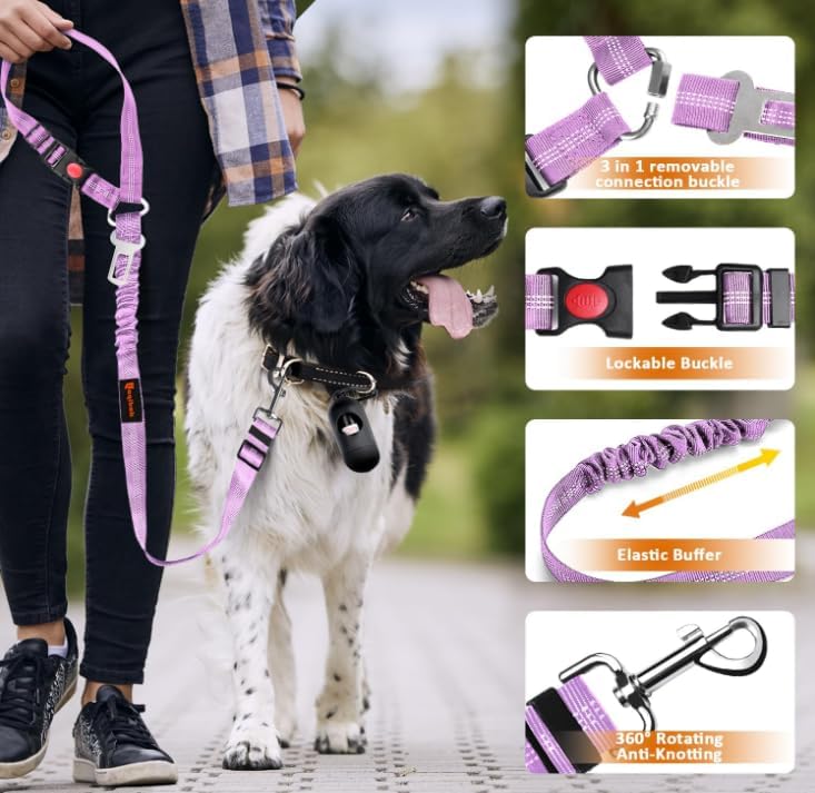 Laqibak Removable Dog Seat Belt Harness for Car, 3 in 1 Pet Seatbelt Leash - Image 5
