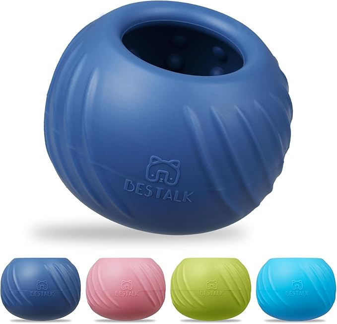 Long-Lasting Dog Lick Toy, Wobbly Dog Enrichment Lick Bowl to Keep Dogs Busy, Interactive Stuffable Dog Treat Feeder for Boredom, Silicone Treat Dispensing Chew Toy(Dark Blue,M)