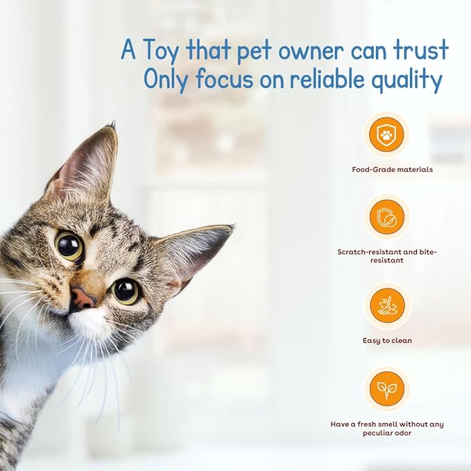 Interactive Cat Toy Ball, Automatic Intercative Cat Toys for Indoor Cats, The 3rd Generation Agile Moving Cat Ball with Elastic Mesh Tail, Toys for Indoor Adult Cats (Blue)