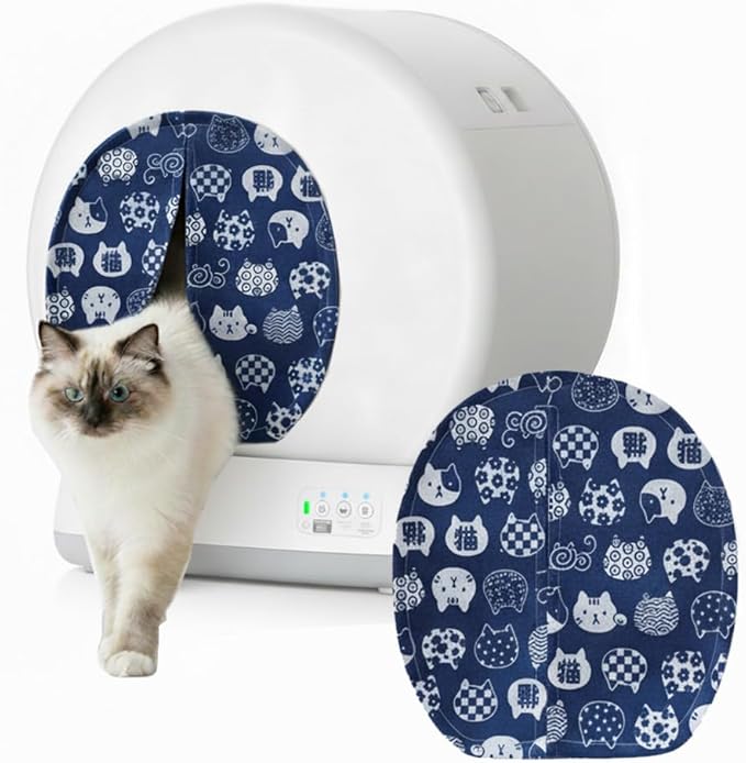 Curtain for Self Cleaning Cat Litter Box, Self-Cleaning Litter Box Curtain,Odor Blocker & Litter Scatter Shield for Cats,Easy Install, Fit for Elliptical Openings