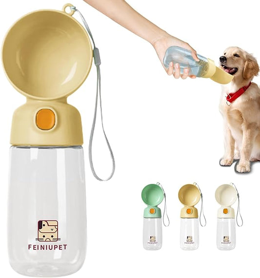 Portable Dog Water Bottle, Large-Capacity Travel Water Dispenser for Cats and Small Dogs - Yellow