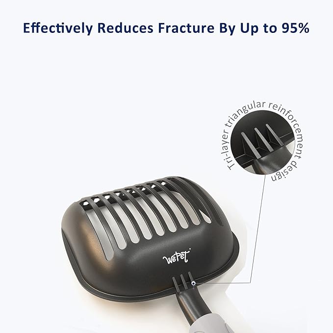 WePet Cat Litter Scoop, Non-Stick Plated Aluminum Alloy Sifter, Kitty Durable Metal Scooper, Deep Shovel, Long Handle, Kitten Pooper Lifter, Size Large, Coated Black Body with Grey Handle
