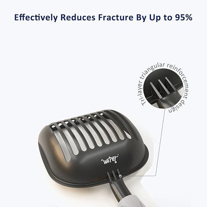 WePet Cat Litter Scoop, Non-Stick Plated Aluminum Alloy Sifter, Kitty Durable Metal Scooper, Deep Shovel, Long Handle, Kitten Pooper Lifter, Size Large, Coated Black Body with Grey Handle
