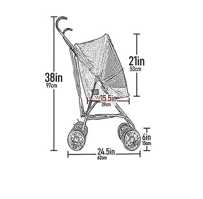 Pet Gear Travel Lite Plus Stroller, Compact, Easy Fold, No Assembly Required, Large Wheels for Cats and Dogs up to 15 pounds, New Black