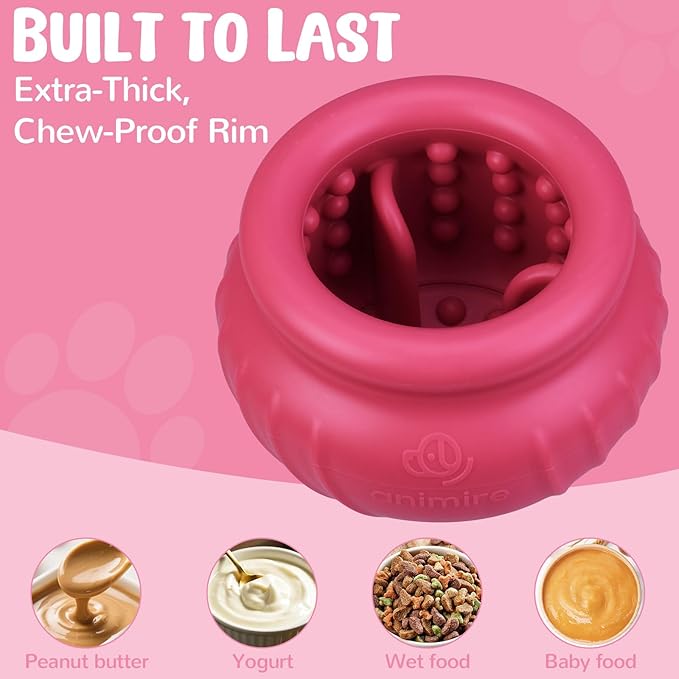 Wobbly Dog Enrichment Lick Toy, Stuffable Frozen Lick Bowl to Keep Dogs Busy, Long-Lasting Interactive Treat Dispensing Dog Toy, Silicone Fetch Catch Chew Toy(Rose,S)
