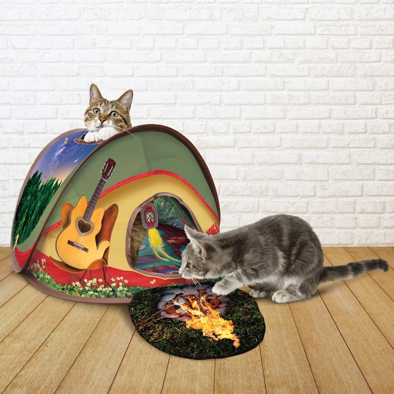KONG PlaySpaces Glamping Tent Cat Hideaway, Collapsible House - Image 2