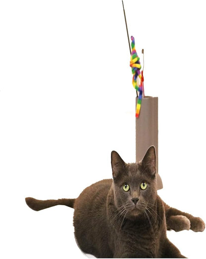 Feline Ruff Cat Teaser Wand Holder. Keep Cats Safe with This Unique Cat Toy Storage Solution. Organize Feather Cat Wand Toys. Patent Pending (Gray)