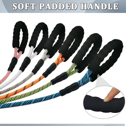 MayPaw Heavy Duty Rope Dog Leash, 3/4/5/6/7/8/10/12/15 FT Nylon Pet Leash, Soft Padded Handle Thick Lead Leashes for Large Medium Dogs (Green Black, 1/2" * 8')