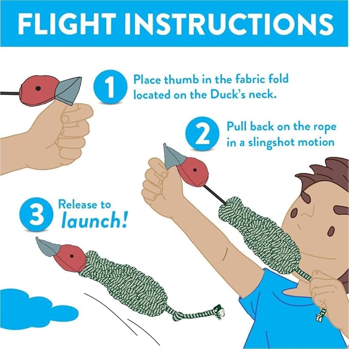 Spunky pup Fly & Fetch Dog Toy - Durable, Floating, Interactive Bungee Launcher for Fetch and Water Play, Rope Duck