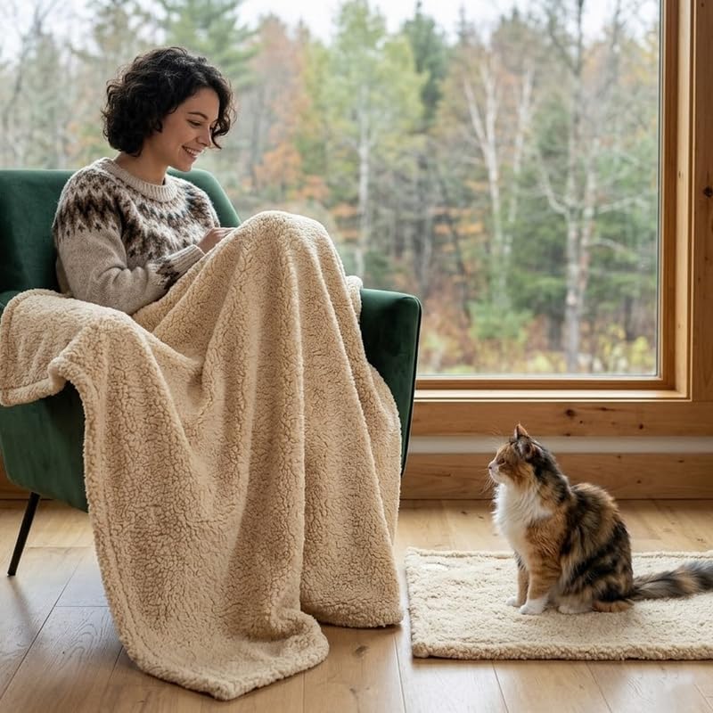 Waterproof Dog Blanket Reversible Pet Bed Cover Puppy Fluffy Cream Blankets Leakproof Sofa Couch Cover Cat Pet Blanket for Warm Washable-XXL - Image 6