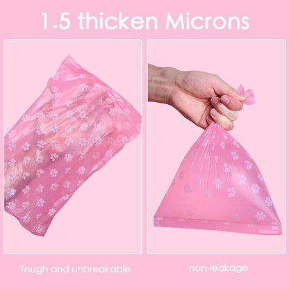 Poop Bags Rolls 256 Count - 9x13 Inches Pink Thickened Leakproof Lavender scent Poo Bags for Dogs, Eco-Friendly Pet Waste Bags for Walking, Home, Travel