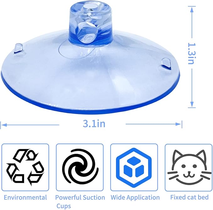 WishLotus 4pc Cat Window Perch - Suction Cup Bed Seat Accessories, Thickened PVC Suction Cup Replacement, Pet Supplies