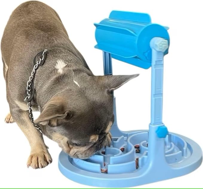 Slow Feeder Game - Interactive Food Puzzle Toy for Healthy Eating and Mental Stimulation for Dogs Pigs Rabbits Cats or Other Pets (Blue)