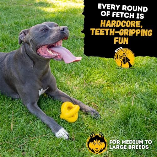 Indestructible Dog Ball - Lifetime Replacement - Durable Dog Toy for Aggressive Chewers - Safe, Non-Toxic Natural Rubber - Chew, Tug & Fetch - Tough, Heavy Duty Chew Toy - 4” (Softball Size) - Image 6