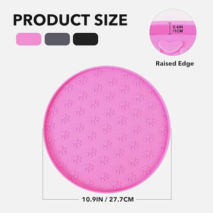 Silicone Pet Food Mat - Waterproof Dog Food Bowl Mat Cat Feeding Mat Thicker Pet Placemat Eating Mat with High Lip to Prevent Spills, Dog & Cat Water Bowl Mat for Messy Drinkers to Protect Floors,Pink