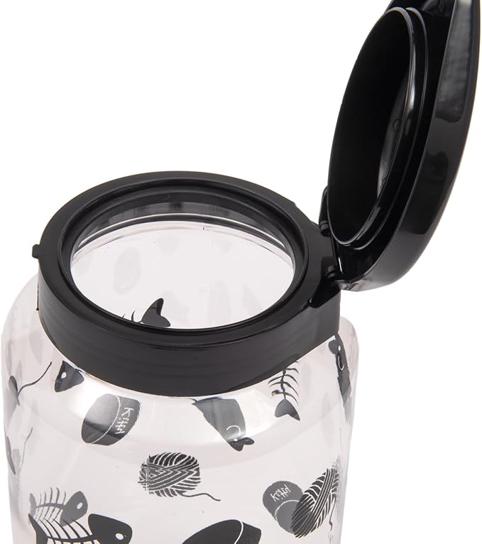 Lixit® Dog Treat Plastic Jar - Airtight Food and Treat Storage Jars for Dogs, Cats, Small Animals and Birds - Made in USA (Paw Prints - Gray, 128 Ounce (Pack of 2))