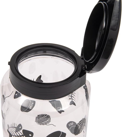 Lixit® Dog Treat Plastic Jar - Airtight Food and Treat Storage Jars for Dogs, Cats, Small Animals and Birds - Made in USA (Paw Prints - Gray, 128 Ounce (Pack of 2))