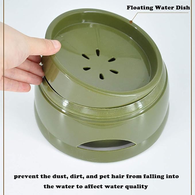 Love Dream No Spill Dog Water Bowl, No Drip Dog Slow Water Feeder No Slip Vehicle Carried Pet Water Dispenser 25 oz with Floating Disk Slow Drinking Bowl for Dogs Cats (Army Green)