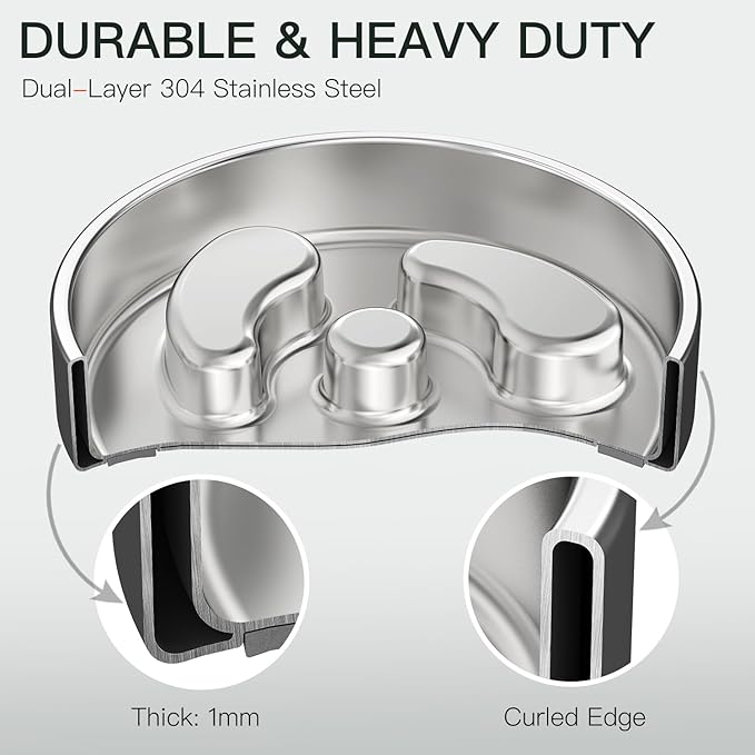 Slow Feeder Dog Bowl-1Cup for Small Puppy, Double-Layer 304 Stainless Steel Puzzle Bowl, Anti-Choking for Fast Eaters, Non-Slip Base, Dishwasher Safe [2Pack]