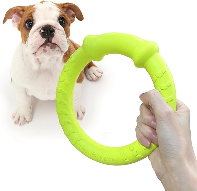 LaRoo Dog Flying Ring Toys, Floating Flying Disc ABS Durable Interactive Chew Toys for Training Outdoor Playing Puppy Medium Large Dogs (Small Green/18cm)