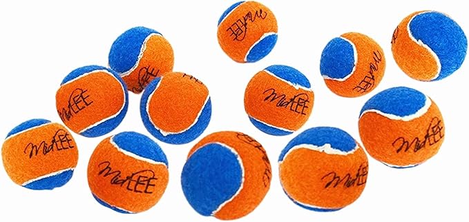 Midlee Squeaky Mini Tennis Ball for Dogs 1.5"- Pack of 12 (Orange/Blue)