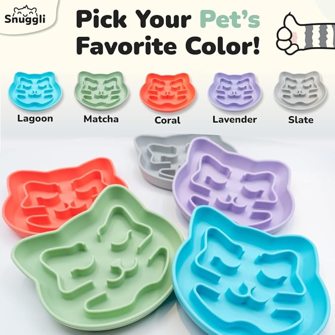 Snuggli Slow Feeder Cat Bowl | Cat Puzzle Feeder for Slow Eating, Mental Enrichment, Digestion, & Bloat Relief | Non-Slip Silicone, Dishwasher Safe, 1 Cup (Matcha)