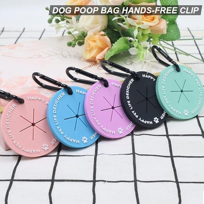 2 Colors Dog Poop Bag Holder, Waste Bag Holder with Carabiner Clip, Hands Free Poop Bag Carrier for Leash, Pet Waste Bag Dispenser for Dog Walking Accessory (Black, Green)