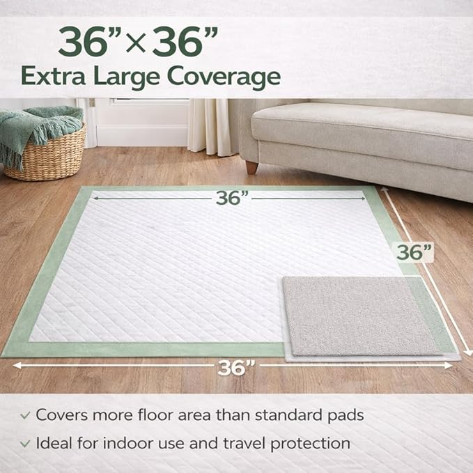 Gimars Upgrade XXXXL 36x36 Dog Pee Pads Extra Large Thicken 6 Layers Extra Absorbent Pee Pads for Dogs, Leakproof Dog Training Wee Wee Pads Quick Dry - 150 Counts