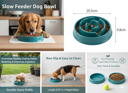 Dog Slow Feeder Bowl G&P | Non-Slip, Durable, Eco-Friendly PP Plastic | Medium Size(Length 8.07 in | Height 2.28 in)| 30 US Fluid Ounces of Food or Water | Puzzle Bowl |Anti-gulping Bowl