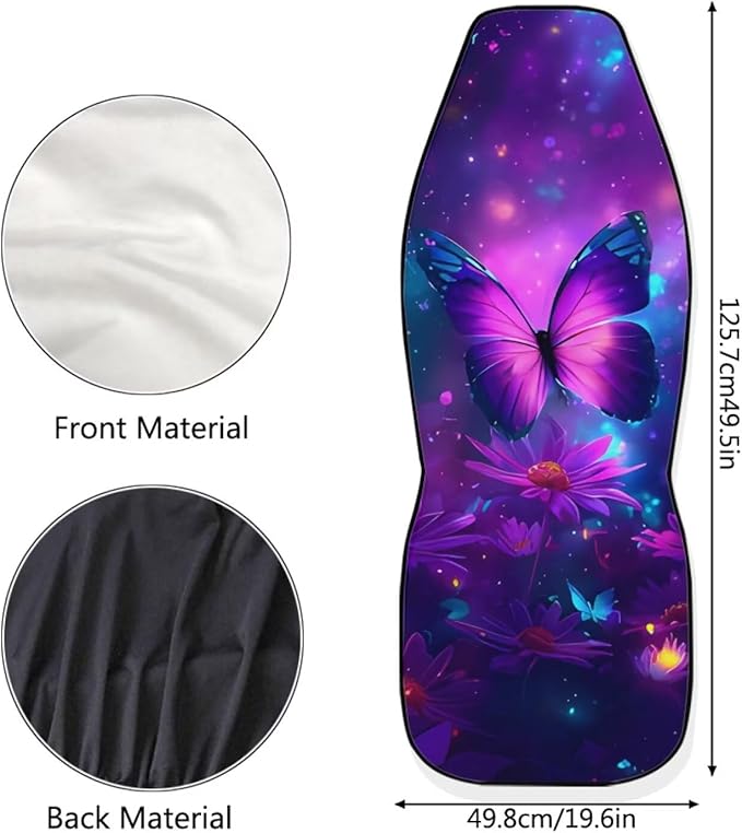 Purple Butterfly Flower Car Seat Covers Full Set for Women, Universal Seat Protector for SUV Truck Van Sedans Cars, Floral Auto Seat Protectors Car Accessories