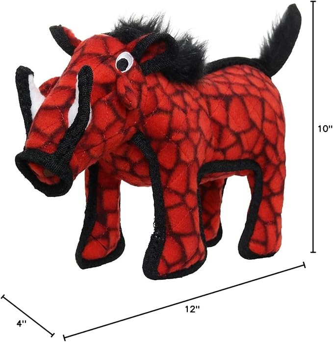 TUFFY - World's Tuffest Soft Dog Toy - Desert - Multiple Layers. Made Durable, Strong & Tough. Interactive Play (Tug, Toss & Fetch). Machine Washable & Floats (Red Warthog, Large 2 Pack)