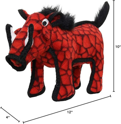 TUFFY - World's Tuffest Soft Dog Toy - Desert - Multiple Layers. Made Durable, Strong & Tough. Interactive Play (Tug, Toss & Fetch). Machine Washable & Floats (Red Warthog, Large 2 Pack)