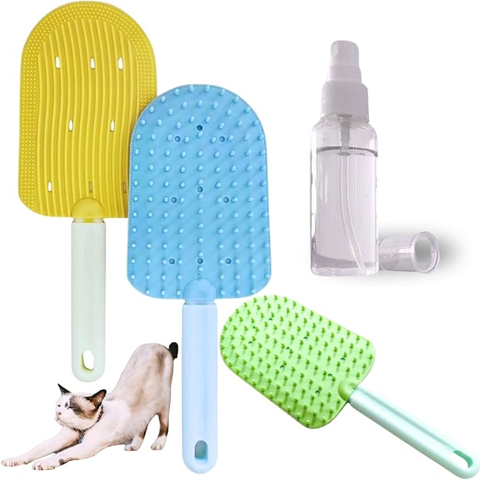 Cat Brush,2-in-1 Soft Cat Brush,Pet Brushes for Shedding,Soft Comb,Cat Brush for Shedding,Short or Long Haired Cats,Pet Grooming,Bath and Massage Brushes,Pet Hair Removal Tool(3 pcs)