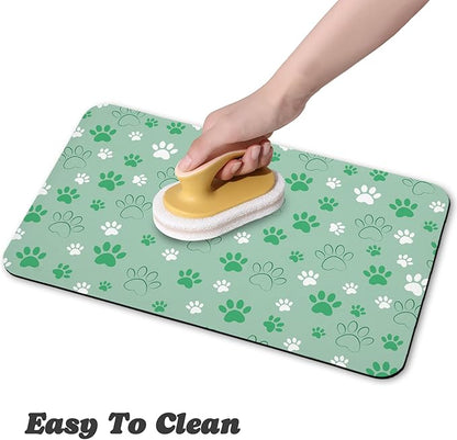 Dog Food Mat, Absorbent Water Bowl Mats Cat Pet Feeding Placemats Green 24 * 32 inch