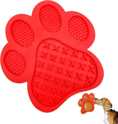 Dog Lick Pad, Dog Washing Distraction Device, Slow Eating Cute Pet Mat with Super Suction for Dogs Licking Peanut Butter, Pet Bathing, Grooming Training (red)