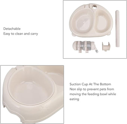 Standing Pet Water Dispenser, Automatic Pet Drinking Feeder, Automatic Cat Dog Waterer with Food Bowl, Height Adjustment, Portable and Detachable, Non Slip Base