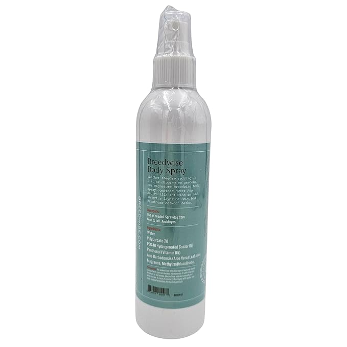 Breedwise Dog Perfume Spray - Sweet Pea & Vanilla Long Lasting Dog Cologne for Odor Neutralizing - Gentle Puppy Deodorizer & Grooming Mist for All Breeds - Made in USA (8 Oz)