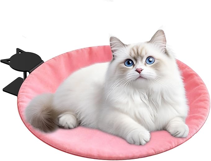 Elevated Hammock Bed, Clip On Cat Desk Cushion, 24x16 Inches Pet Cushion with Removable Cover Feature, Soft Fabric Hanging, Cat Bed with Space Saving Design, Interactive Indoor Rest for Cats