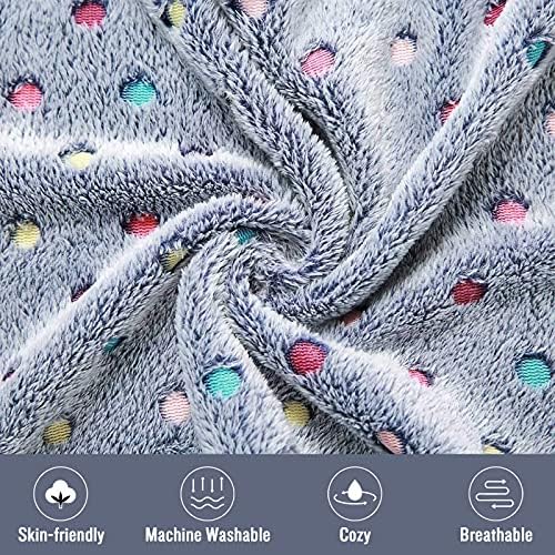 1 Pack 3 Blankets Super Soft Cute Dot Pattern Pet Blanket Flannel Throw for Dog Puppy Cat Blue/Purple/Grey Medium - Image 3