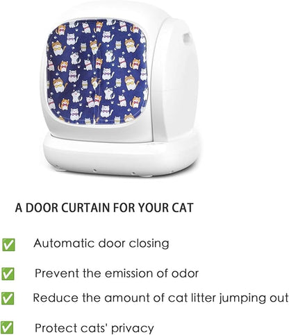 Curtain for Self Cleaning Cat Litter Box,Reduces Cat Litter Bounce, Stops Odors from The Litter Box Self Cleaning (FatBlue)