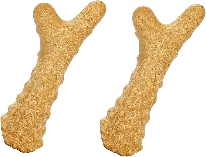 Dog Chew Toy for Puppy Small Medium Dogs, Durable Dog Chew Bones Teething Toys, Tough Wishbone Dog Toys for Aggressive Chewers, Beef Flavor (2 Pack)