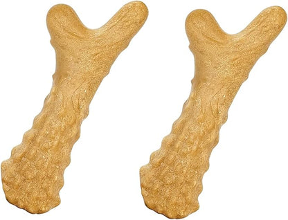 Dog Chew Toy for Puppy Small Medium Dogs, Durable Dog Chew Bones Teething Toys, Tough Wishbone Dog Toys for Aggressive Chewers, Beef Flavor (2 Pack)