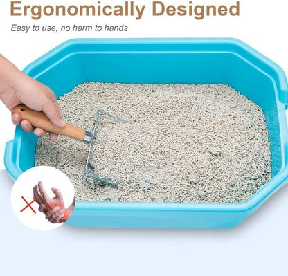Cat Litter Scoop with Hook and Hole, Stainless Steel for Easy Clean, Premium Kitty Shovel Metal, Sifter Scooper, Durable, Heavy Duty, Not Smelly, for Litter Box (Only Scoop)