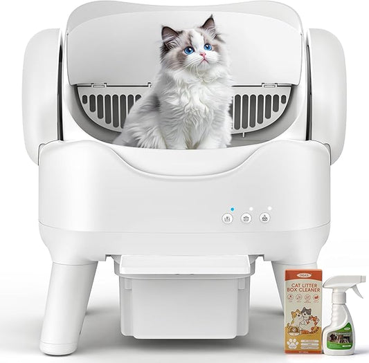 RPZ Automatic Self-Cleaning Cat Litter Box for Large Cats & Multi-Cat Homes, Smart Electric Auto Cleaning Litter Box with Litter Mat & 2 Cleaning Solutions, Ideal for Busy Homes & Apartments