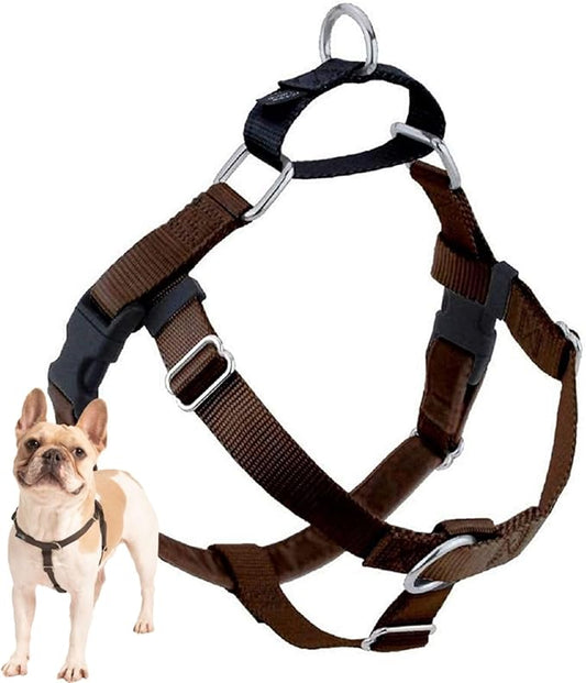 2 Hounds Design Freedom No Pull Dog Harness, Adjustable Harness, Easy Walking & Comfortable Control, Fits Small, Medium & Large Dogs, Solid Colors, Made in USA, 5/8" XS, Brown
